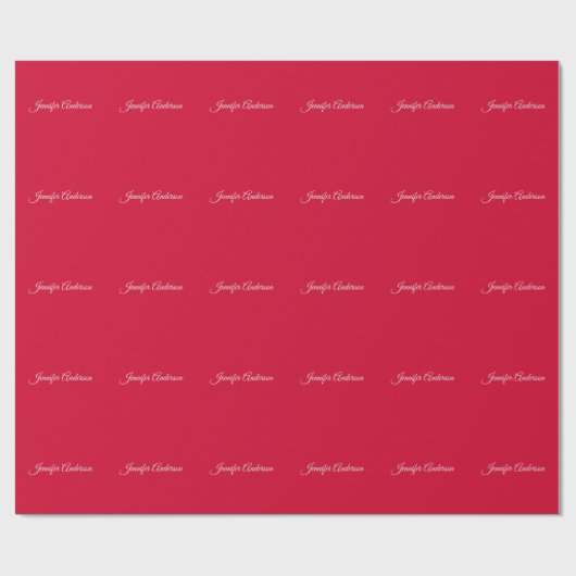 Chic Calligraphy Elegance Cherry Red Personalisier Geschenkpapier (Flach)