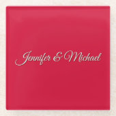 Chic Calligraphy Elegance Cherry Red Personalisier Glasuntersetzer (Vorderseite)