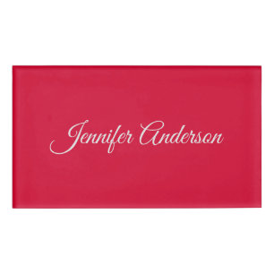 Chic Calligraphy Elegance Cherry Red Personalisier Namenschild
