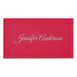 Chic Calligraphy Elegance Cherry Red Personalisier Namenschild