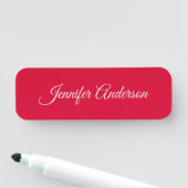 Chic Calligraphy Elegance Cherry Red Personalisier Namensschild (Beispiel)