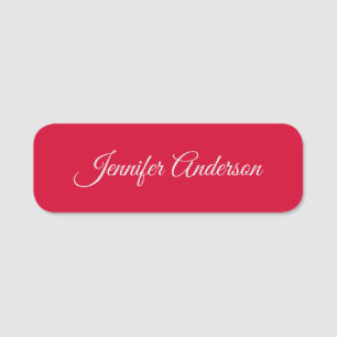 Chic Calligraphy Elegance Cherry Red Personalisier Namensschild