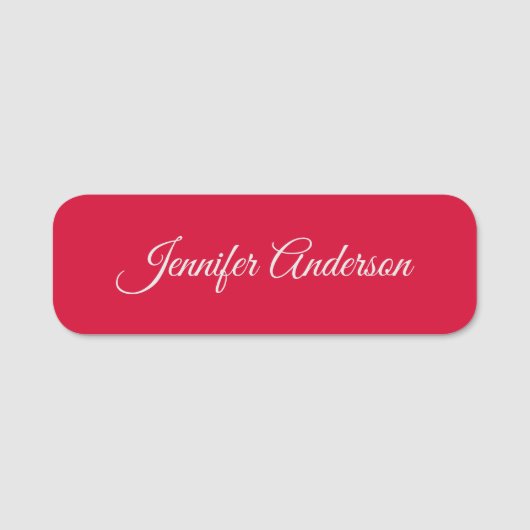 Chic Calligraphy Elegance Cherry Red Personalisier Namensschild (Vorderseite)