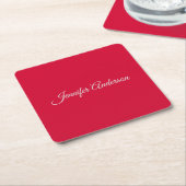 Chic Calligraphy Elegance Cherry Red Personalisier Rechteckiger Pappuntersetzer (angewinkelt)