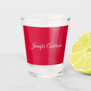 Chic Calligraphy Elegance Cherry Red Personalisier Schnapsglas