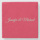 Chic Calligraphy Elegance Cherry Red Personalisier Steinuntersetzer (Vorderseite)