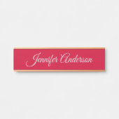 Chic Calligraphy Elegance Cherry Red Personalisier Türschild (Vorderseite )