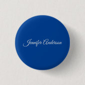 Chic Calligraphy Elegant Deep Blue Personalisiert Button (Vorderseite)