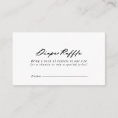 Chic Calligraphy Elegant Diaper Raffle Ticket Begleitkarte (Vorderseite)
