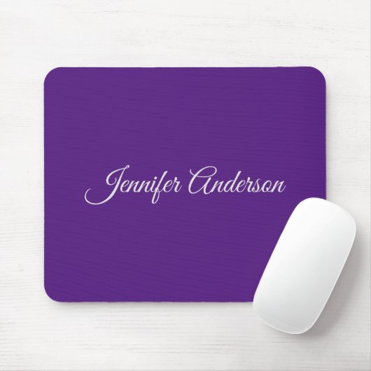 Chic Calligraphy Elegant Royal Lila Personalisiert Mousepad (Mit Mouse)