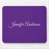 Chic Calligraphy Elegant Royal Lila Personalisiert Mousepad (Vorne)