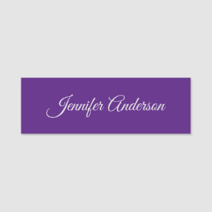 Chic Calligraphy Elegant Royal Lila Personalisiert Namensschild