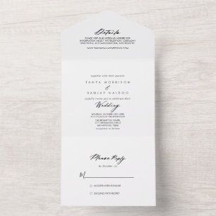 Chic Calligraphy Elegant Wedding All In One Einladung
