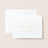 Chic Calligraphy Elegant Wedding Danke Gold Folienkarte (Vorderseite mit Umschlag)