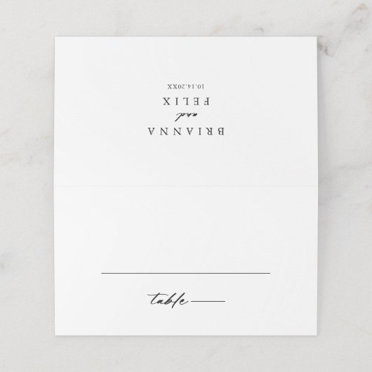 Chic Calligraphy Elegant Wedding Platzkarte (Außenseite Aufgefaltet)