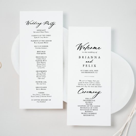 Chic Calligraphy Elegant Wedding Programm