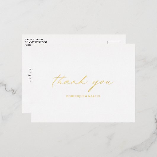 Chic Calligraphy Elegant Wedding Vielen Dank Folie Einladungspostkarte (Vorderseite/Rückseite)