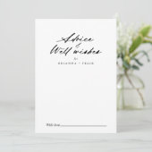 Chic Calligraphy Elegant Wedding Well Wises Hinweiskarte (Stehend Vorderseite)