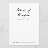 Chic Calligraphy Elegant Wedding Words of Wisdom Hinweiskarte (Vorderseite)