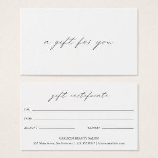 Chic Calligraphy Elegante Geschenkgutschein