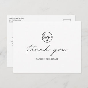 Chic Calligraphy Elegante Logo Business Vielen Dan Postkarte
