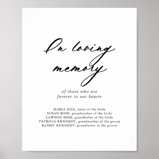 Chic Calligraphy Elegante Love Memory Sign Poster (Vorne)