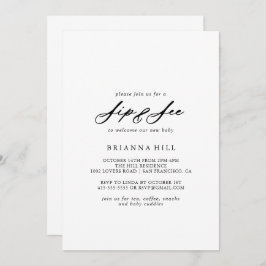 Chic Calligraphy Elegante Sip and See Einladung