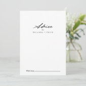 Chic Calligraphy Elegante Wedding Advice Card Hinweiskarte (Stehend Vorderseite)