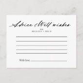 Chic Calligraphy Elegante Wedding Advice Card Postkarte (Vorderseite)
