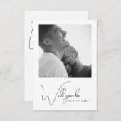 Chic Calligraphy Foto Trauzeuge Vorschlag Card Dankeskarte (Vorne/Hinten)