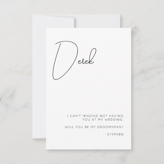 Chic Calligraphy Foto Trauzeuge Vorschlag Card Dankeskarte (Rückseite)