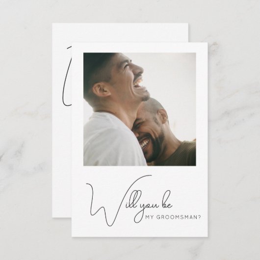 Chic Calligraphy Foto Trauzeuge Vorschlag Card Dankeskarte (Vorne/Hinten)