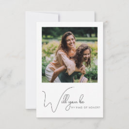 Chic Calligraphy Foto Trauzeugin Vorschlag Card Dankeskarte