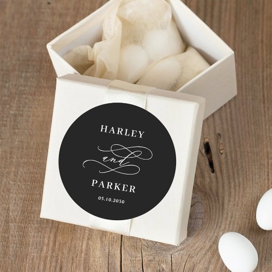 Chic Calligraphy Gastgeschenk Hochzeit Stickers