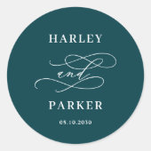 Chic Calligraphy Gastgeschenk Hochzeit Stickers (Vorderseite)