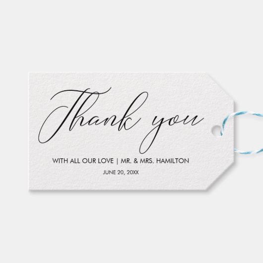 Chic Calligraphy Gastgeschenke Hochzeiten Vielen D Geschenkanhänger (Vorderseite (Horizontal))