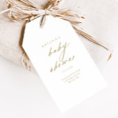 Chic Calligraphy Gold Baby Dusche Geschenkanhänger