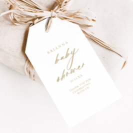 Chic Calligraphy Gold Baby Dusche Geschenkanhänger