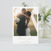 Chic Calligraphy Gold Elegantes Foto Einfache Hoch Dankeskarte (Stehend Vorderseite)