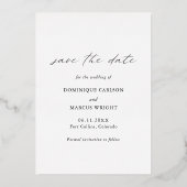 Chic Calligraphy Gold Foto Wedding Save the Date Folieneinladung (Rückseite)