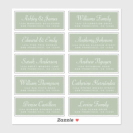 Chic Calligraphy Green Guest Address Labels