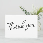 Chic Calligraphy Hand Letter Wedding "Danke" Dankeskarte (Stehend Vorderseite)