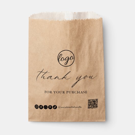 Chic Calligraphy Logo Rustic Dankeschön Business Geschenktütchen (Vorderseite)