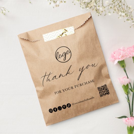 Chic Calligraphy Logo Rustic Dankeschön Business Geschenktütchen (Versiegelt)
