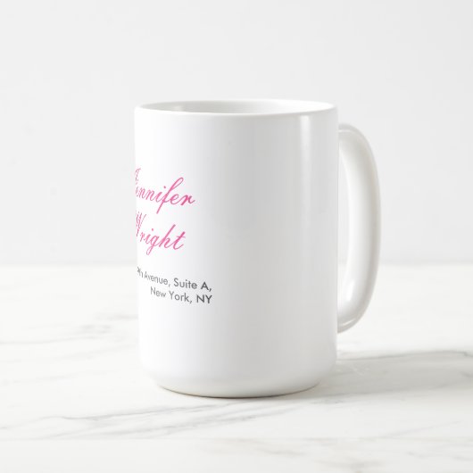 Chic calligraphy minimalist custom name adress kaffeetasse (VorderseiteRechts)