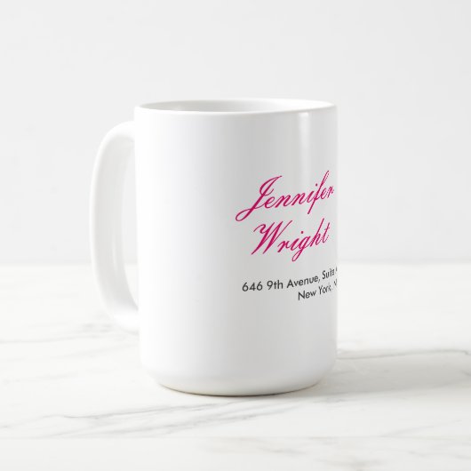 Chic calligraphy minimalist custom name adress kaffeetasse (Vorderseite Links)