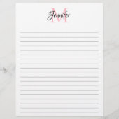 Chic Calligraphy Minimalistisch Linken Monogramm Briefbogen (Vorderseite)