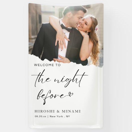 Chic Calligraphy Modernes Foto Probe Dinner Banner (Vertikal)