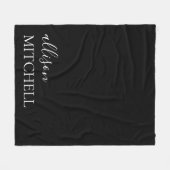 Chic Calligraphy Monogram Black Fleecedecke (Vorderseite (Horizontal))