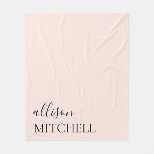 Chic Calligraphy Monogram Blush Pink Fleecedecke (Vorderseite)